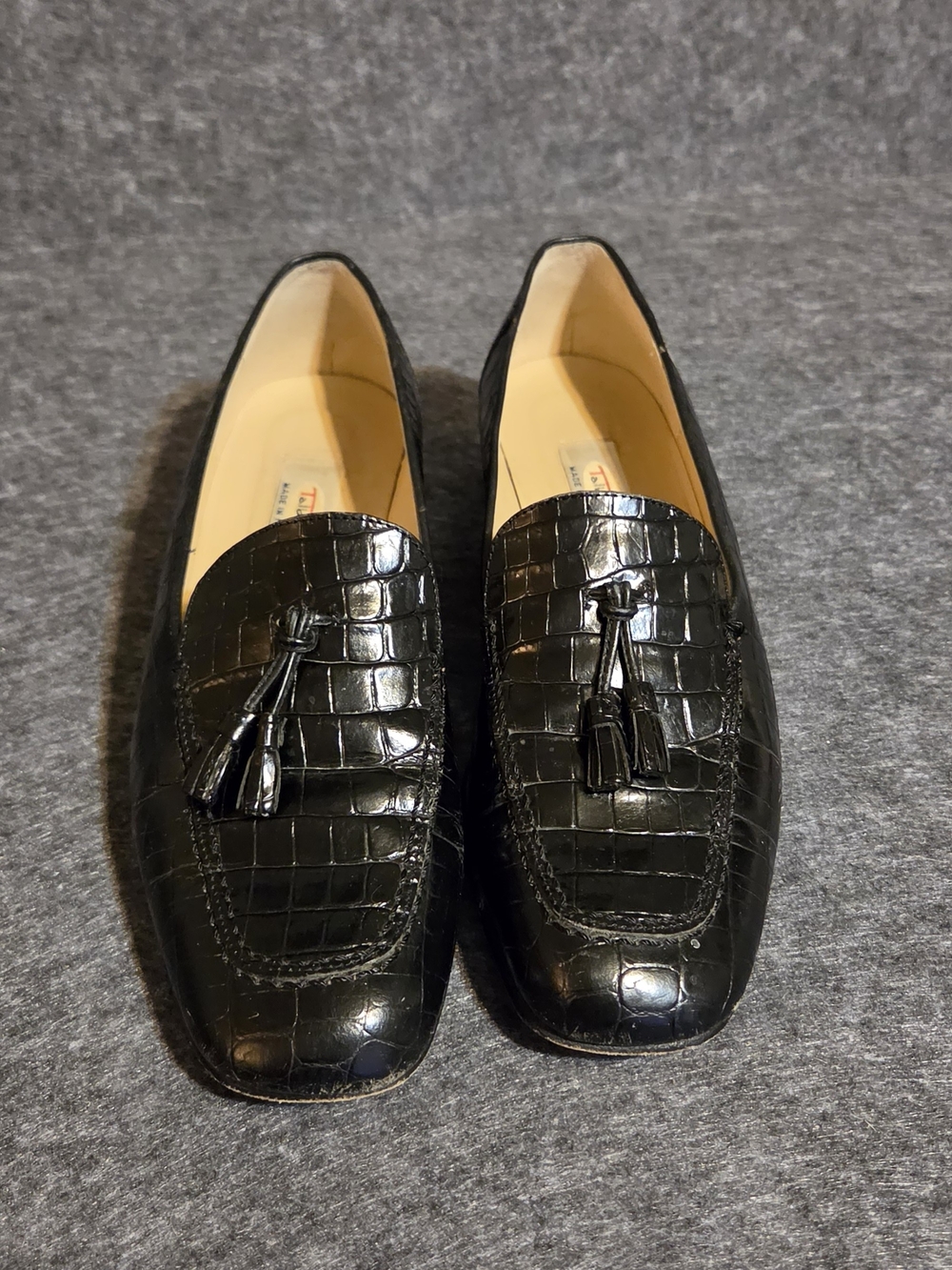 Talbots Black Croc-Embossed Tassel Loafers - Picture 2 of 9